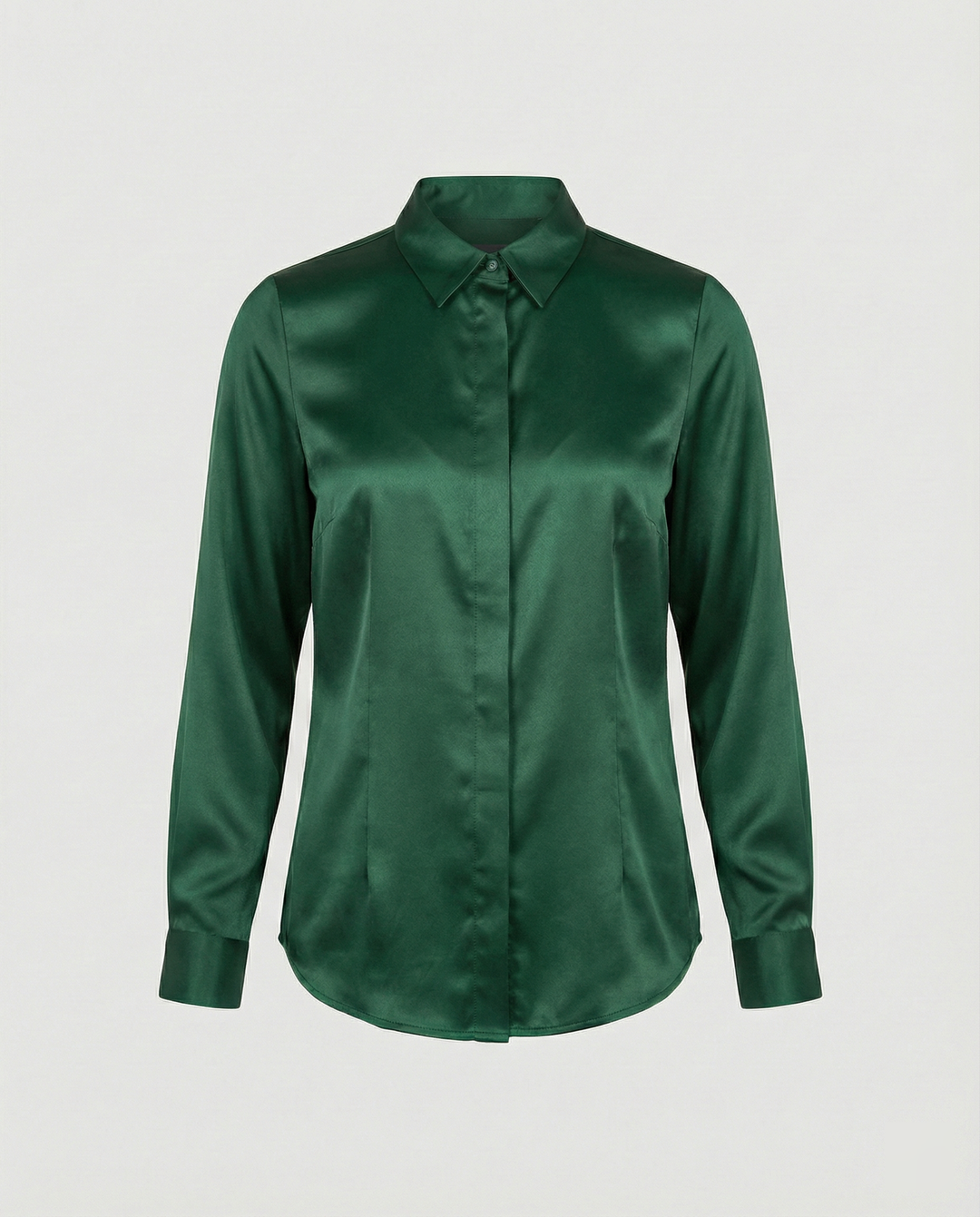 Ladies Satin Blouse with Classic Collar Mune Fashion