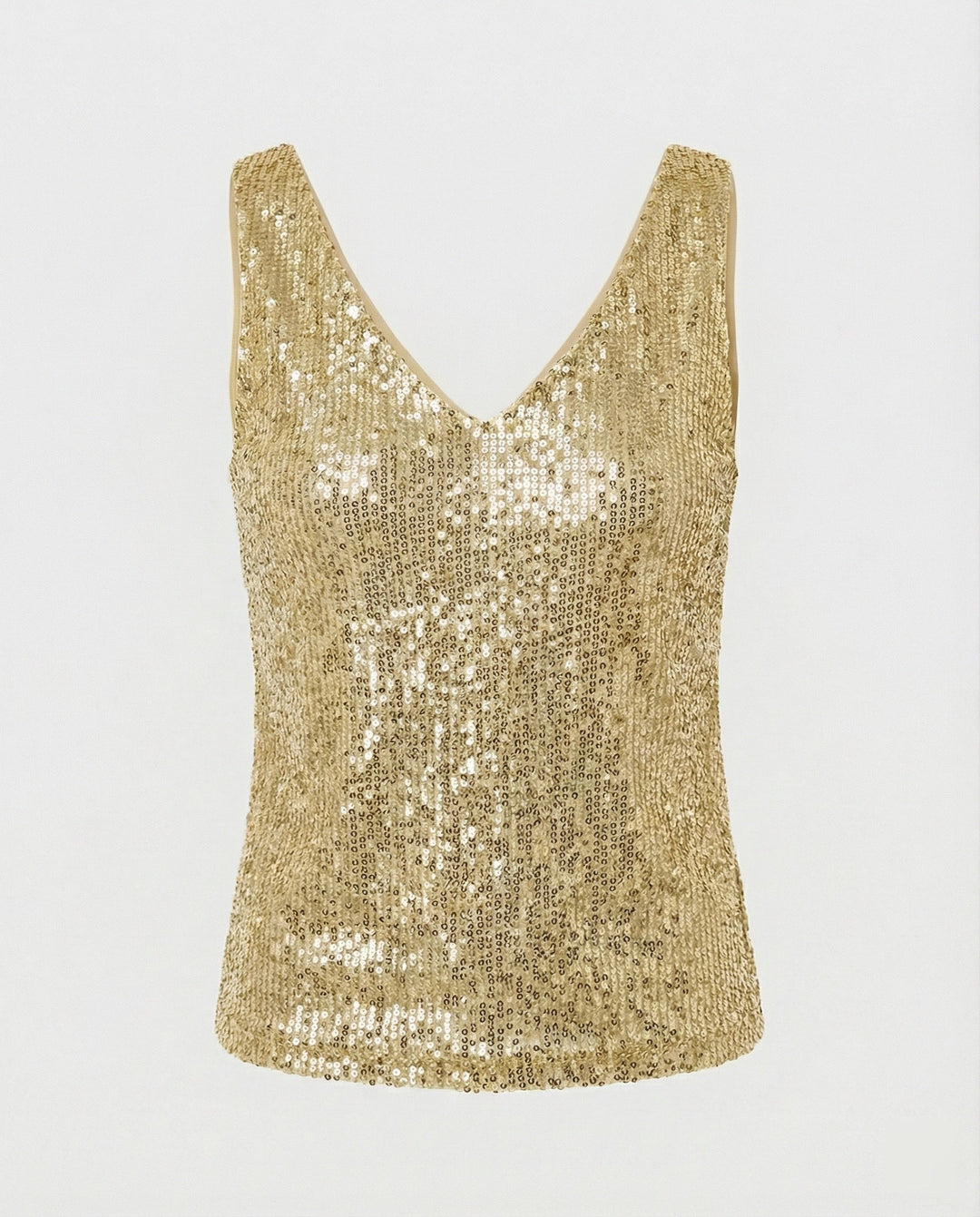 Women Glittering Top with V-Neck and Sparkling Sequin Trim Mune Fashion