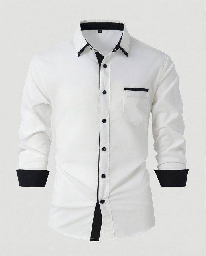 Long sleeve shirt men business with Kent collar