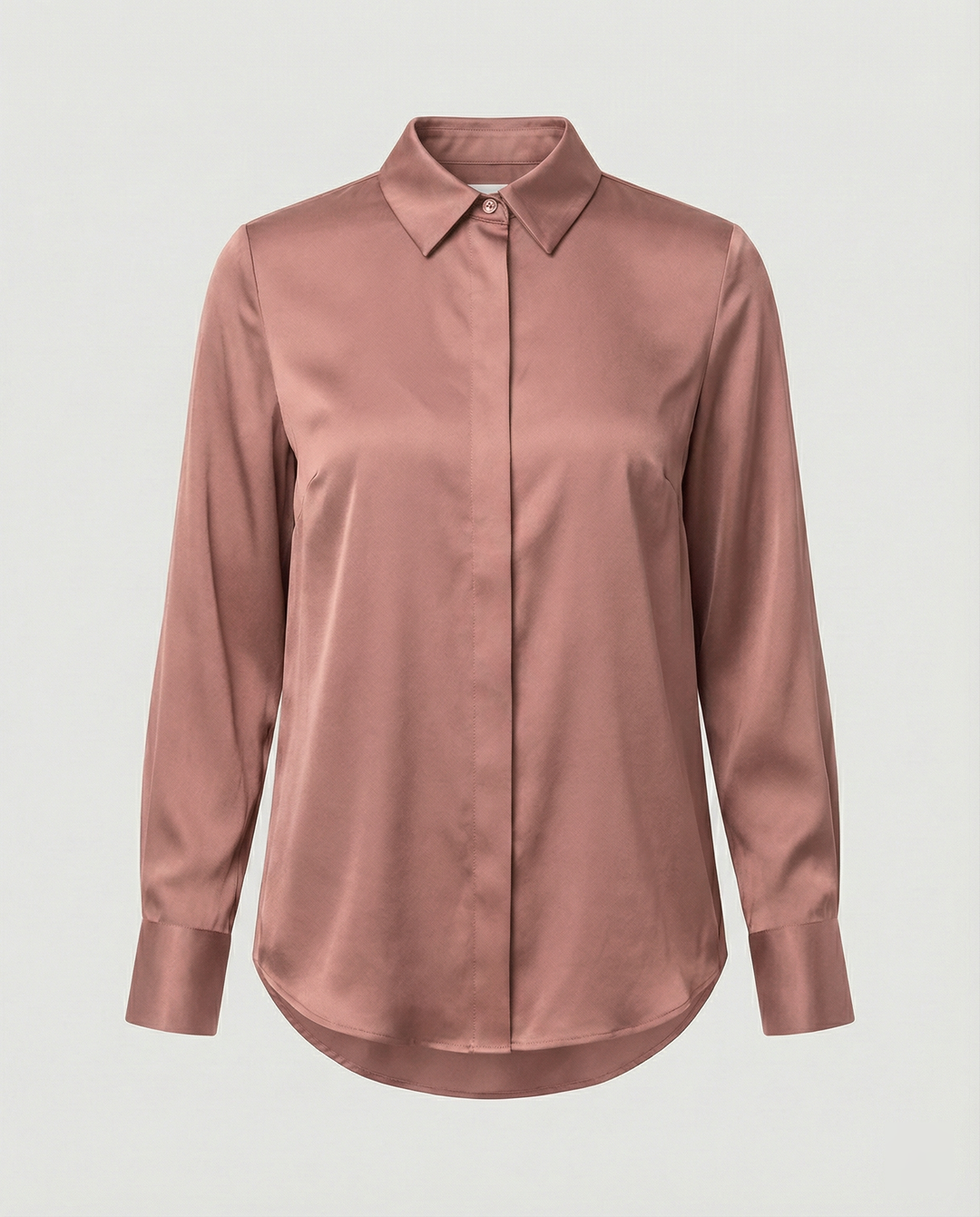 Ladies elegant satin blouse with classic collar and timeless cut Mune Fashion