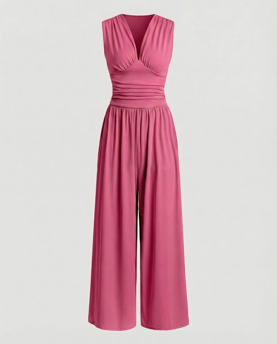 Women's jumpsuit with stylish V-neck and wide leg Mune Fashion