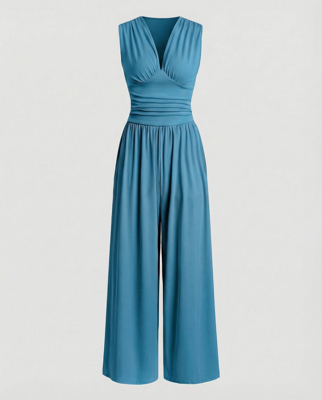 Women's jumpsuit with stylish V-neck and wide leg Mune Fashion
