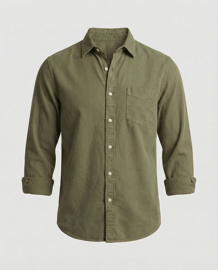 Long sleeve shirt men classic with chest pocket