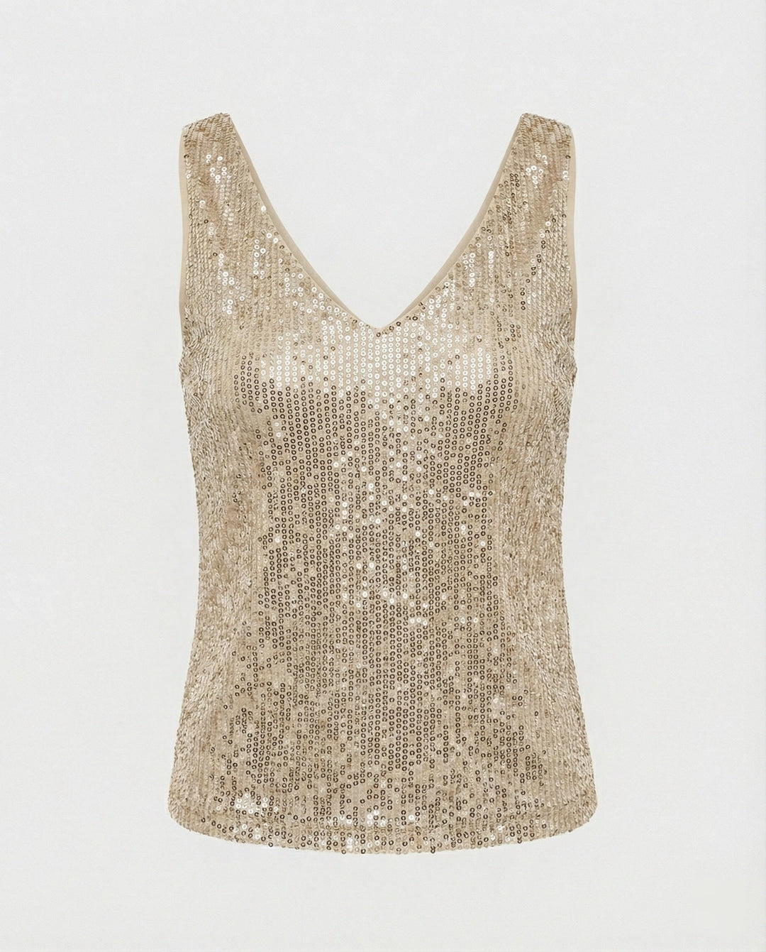 Women Glittering Top with V-Neck and Sparkling Sequin Trim Mune Fashion