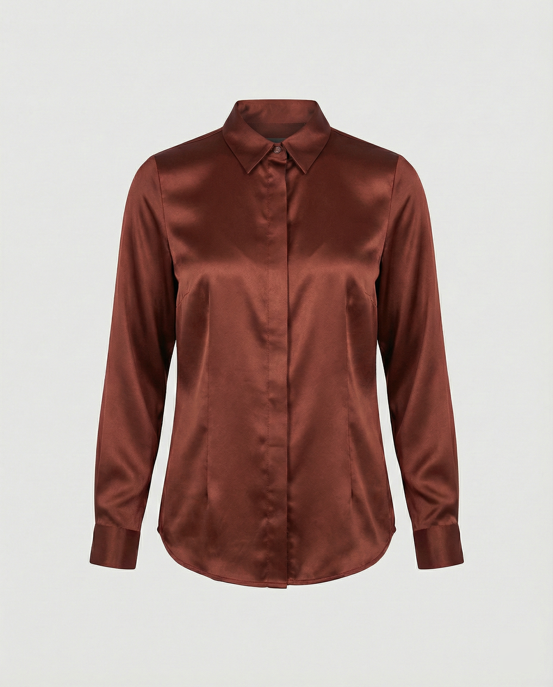Ladies Satin Blouse with Classic Collar Mune Fashion