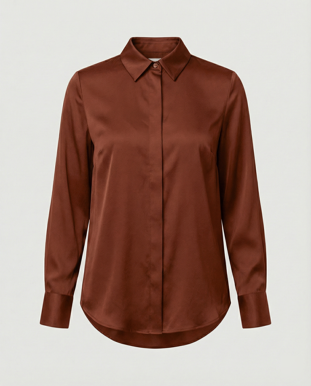 Ladies elegant satin blouse with classic collar and timeless cut Mune Fashion