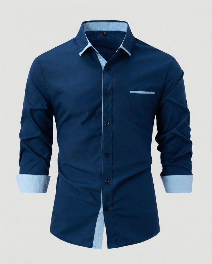 Long sleeve shirt men business with Kent collar