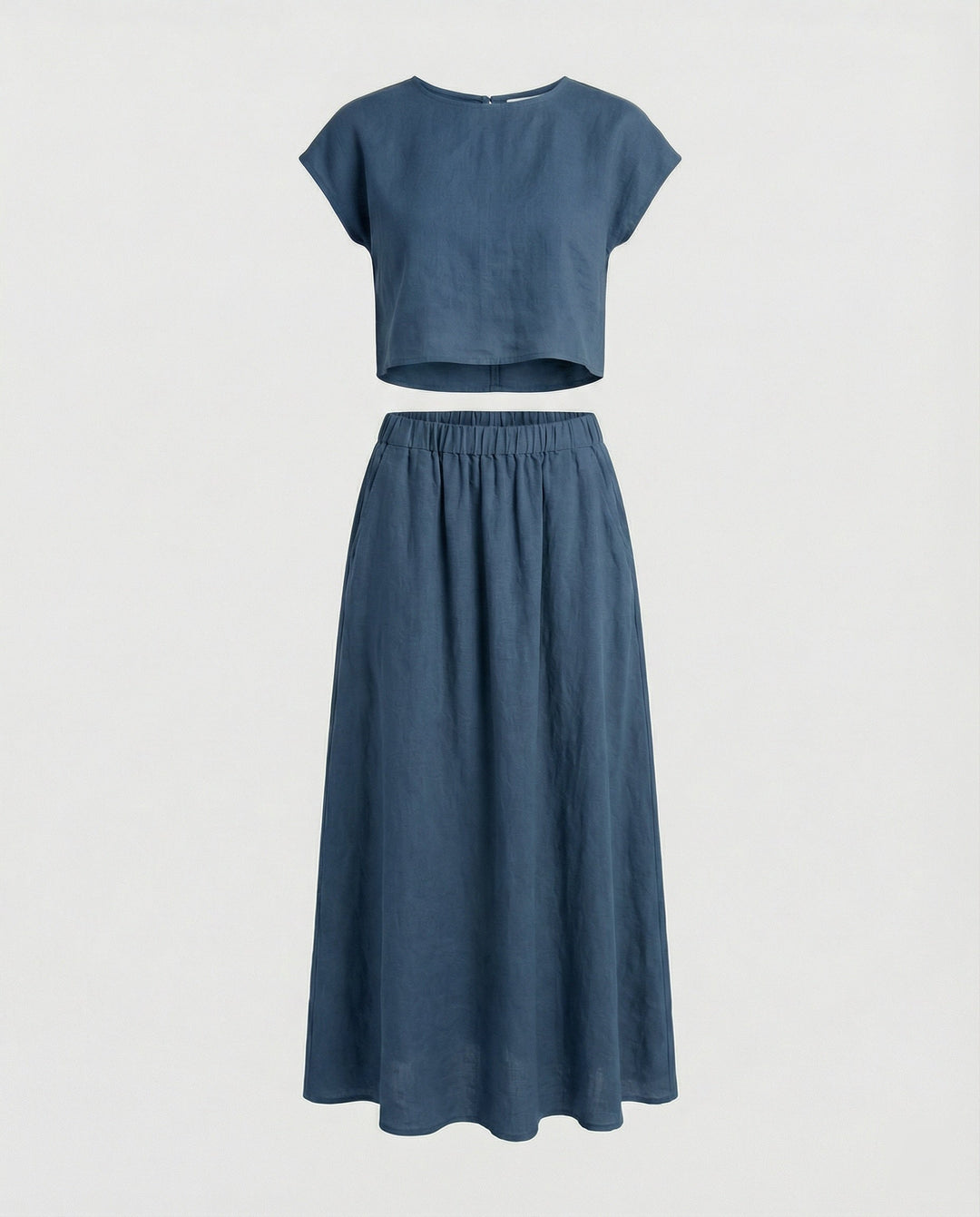 Ladies Elegant Two-Piece Set with Short Sleeve Top & Flowing Maxi Skirt | Mune Fashion