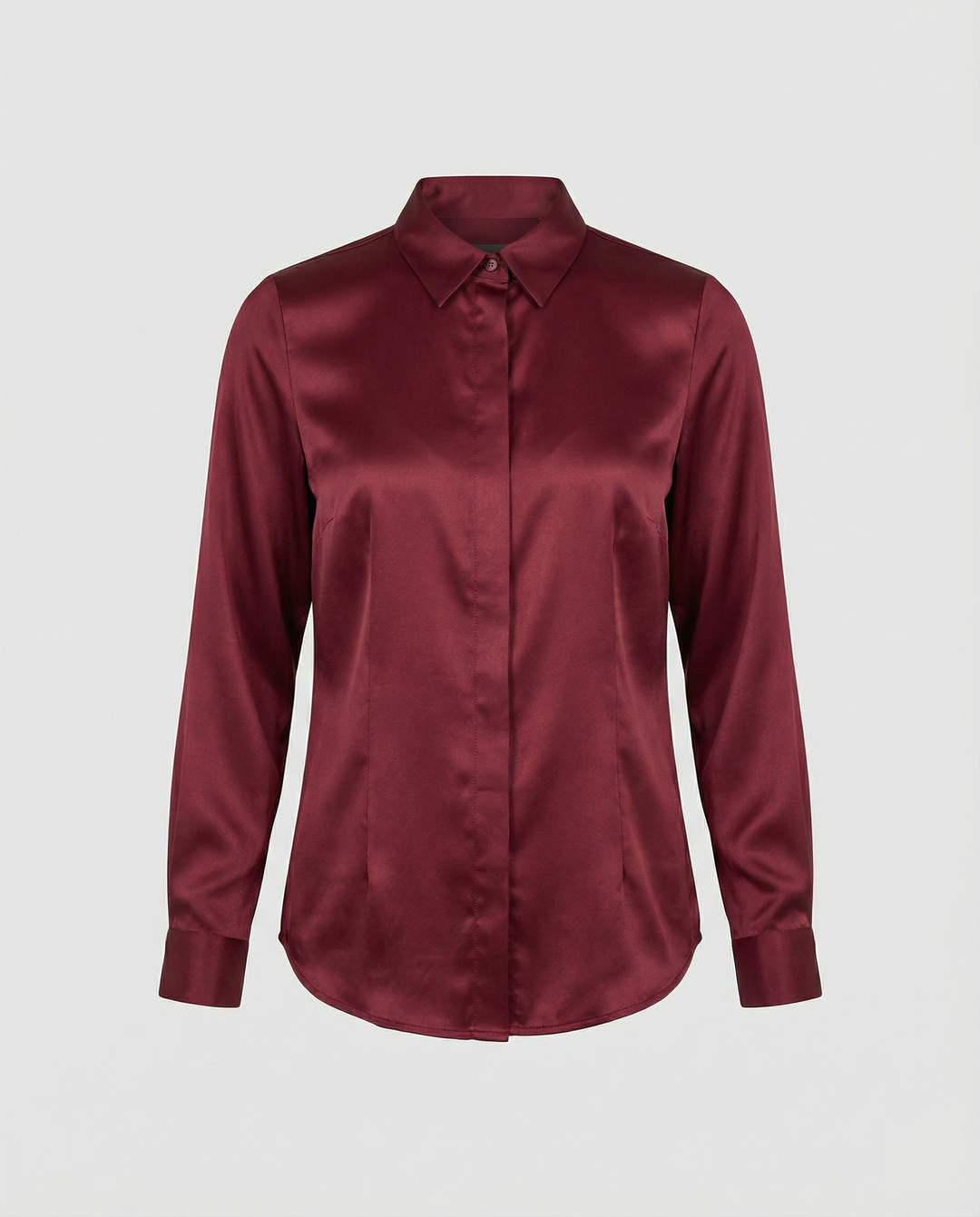 Ladies Satin Blouse with Classic Collar Mune Fashion