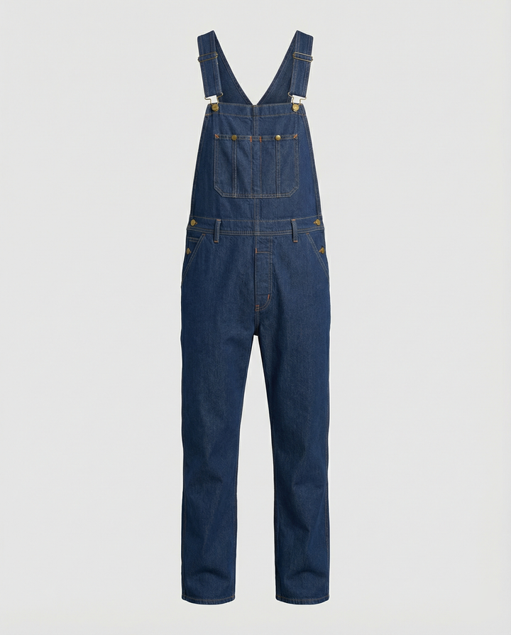 Men's jeans overall with pockets and adjustable straps