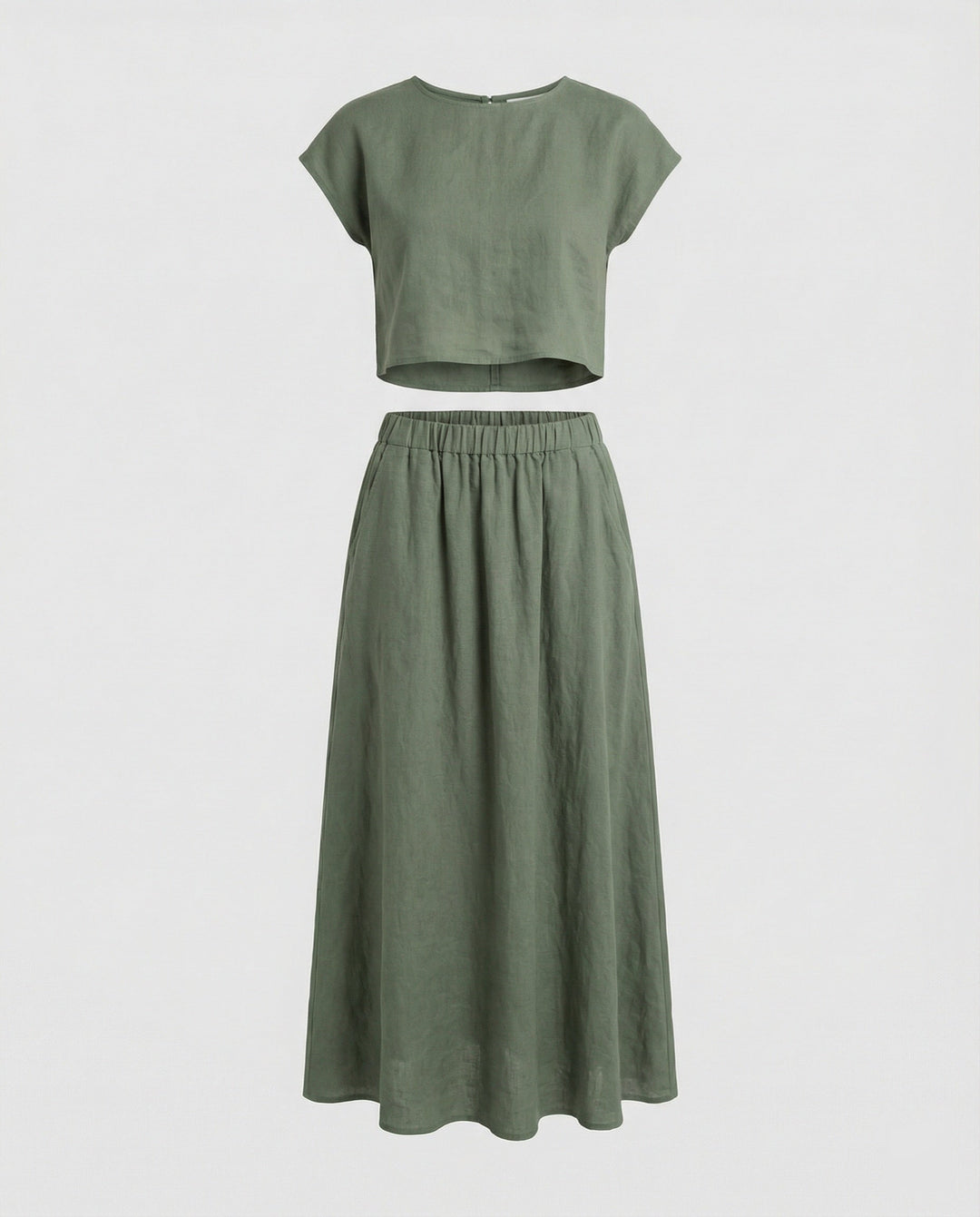 Ladies Elegant Two-Piece Set with Short Sleeve Top & Flowing Maxi Skirt | Mune Fashion
