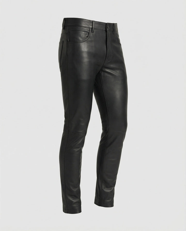 Men Faux Leather Pants Slim Fit