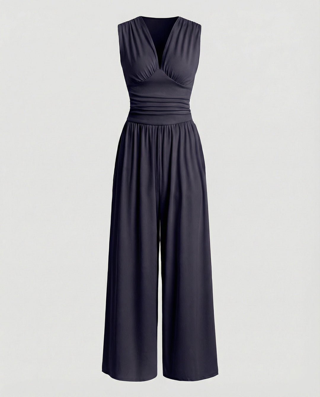 Women's jumpsuit with stylish V-neck and wide leg Mune Fashion