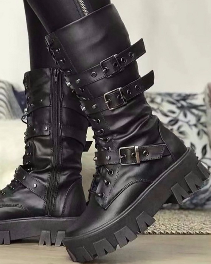 Mune | Boots with Zipper and Buckles