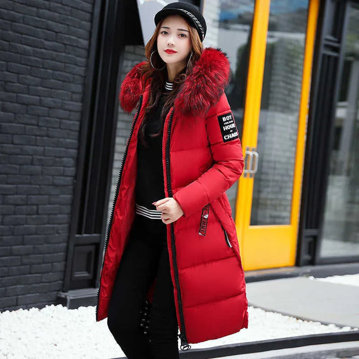 Mune | Long coat with fur collar