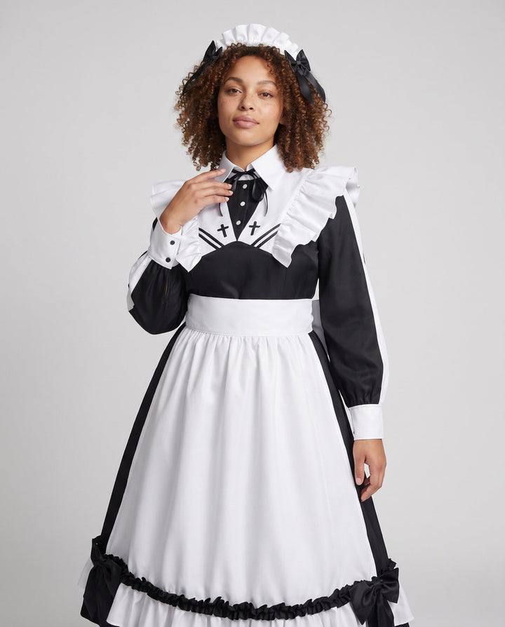 Women's costume dress with ruffle details and elegant accessories Mune Fashion
