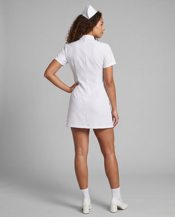 Women's sexy nurse costume with zipper and garter Mune Fashion
