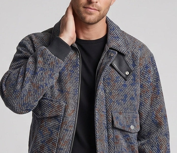 Men's Structured Overshirt Bomber Jacket with Ribbed Cuffs & Patch Pockets Mune Fashion