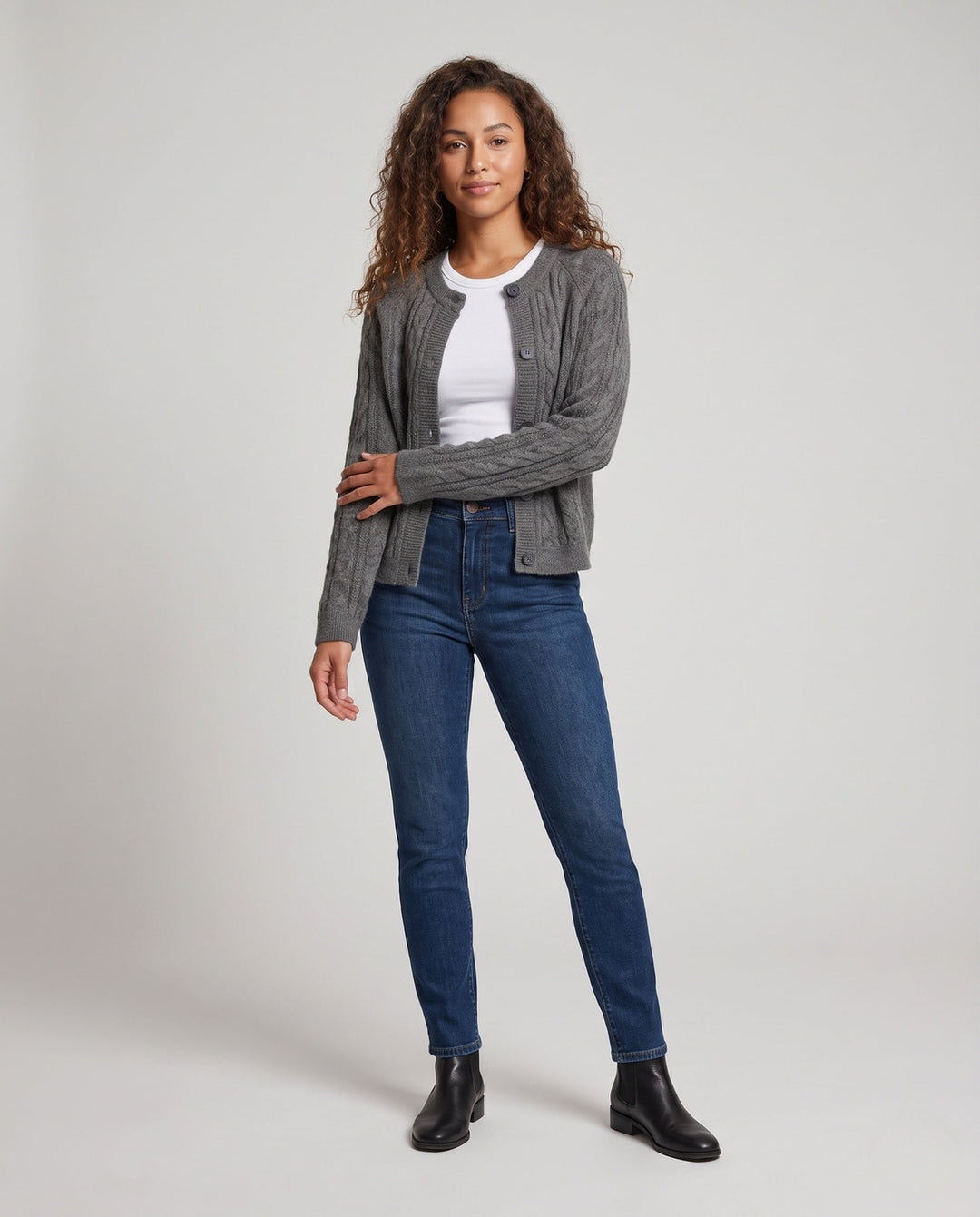 Women's Boxy Braided Knit Cardigan with Raglan Sleeves and Angora-like Texture Mune Fashion