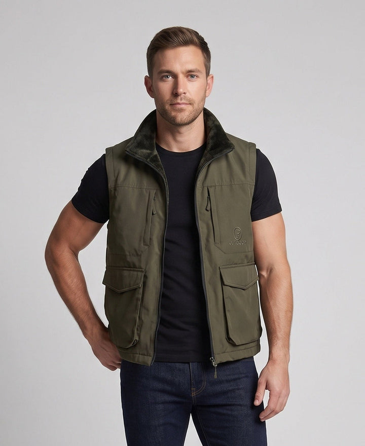 Men's multifunctional outdoor vest with high collar, zipper and multiple pockets Mune Fashion