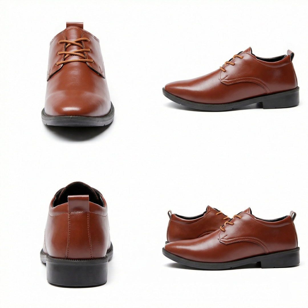 Men's Elegant Leather Lace-up Shoes with Non-slip Sole Mune Fashion