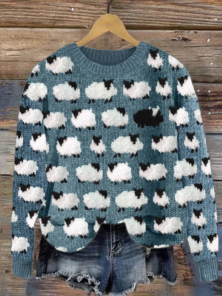 Mune | Knit Sweater with Sheep Pattern Soft and Warm Fun Design