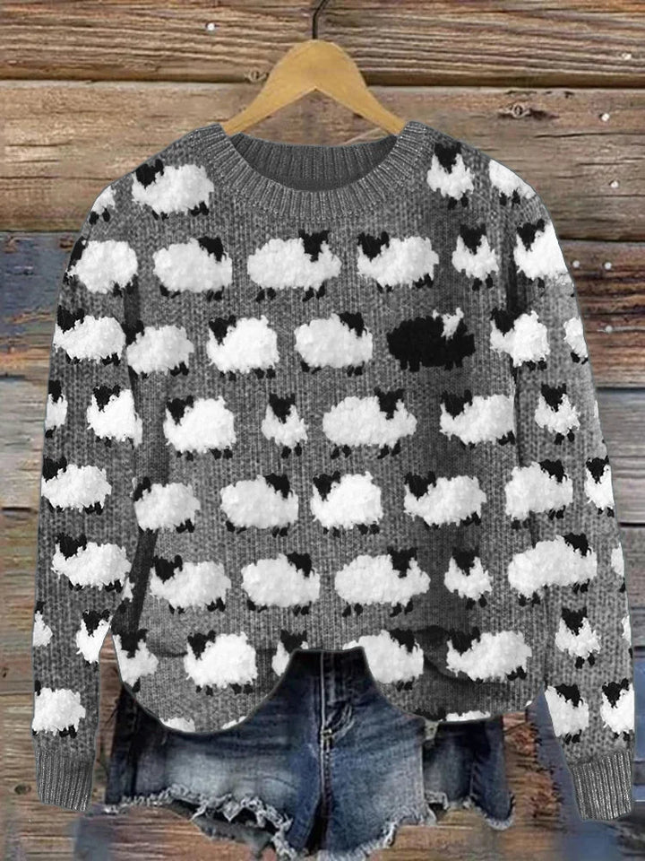 Mune | Knit Sweater with Sheep Pattern Soft and Warm Fun Design