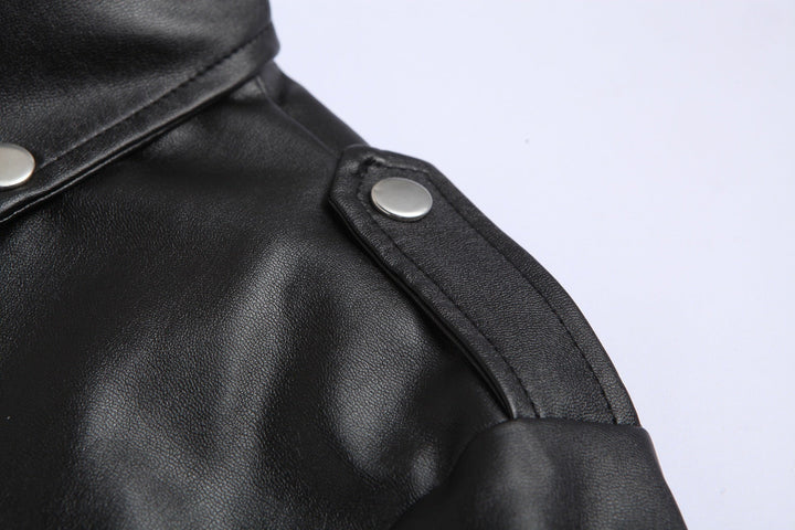 Eloura-Moda | Slim Fit Leather Motorcycle Jacket for Men with Stand-Up Collar