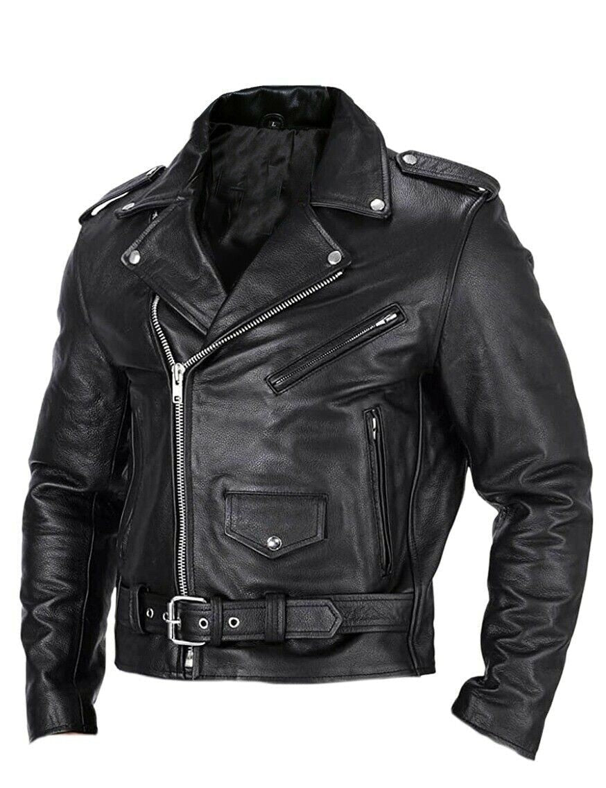 Eloura-Moda | Slim Fit Leather Motorcycle Jacket for Men with Stand-Up Collar