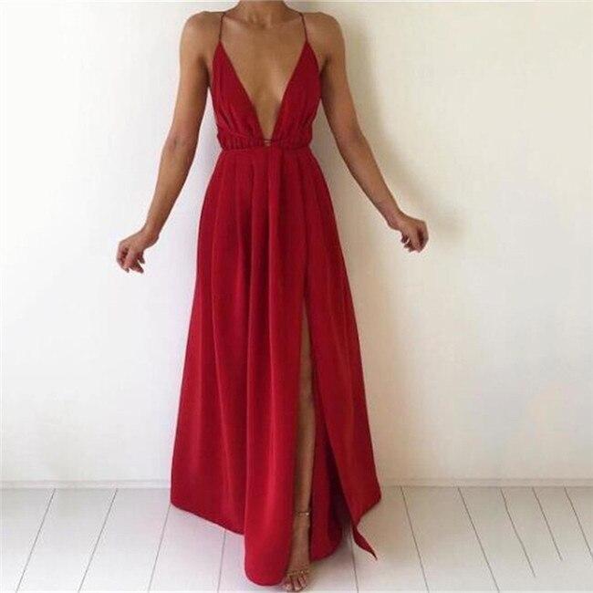 Maxi dress with deep neckline