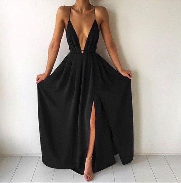 Maxi dress with deep neckline