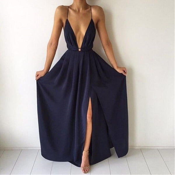 Maxi dress with deep neckline