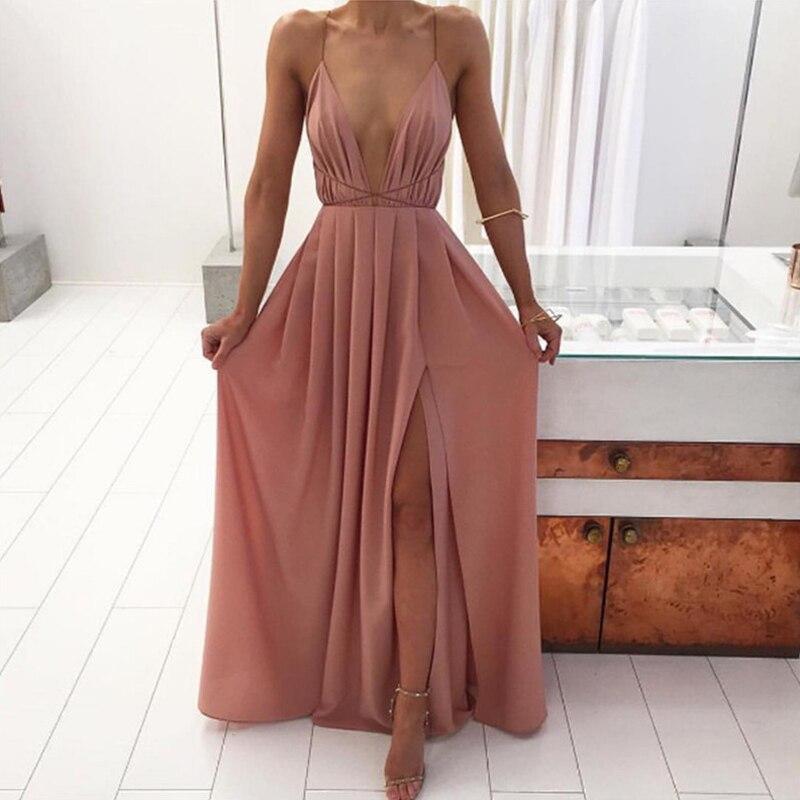 Maxi dress with deep neckline