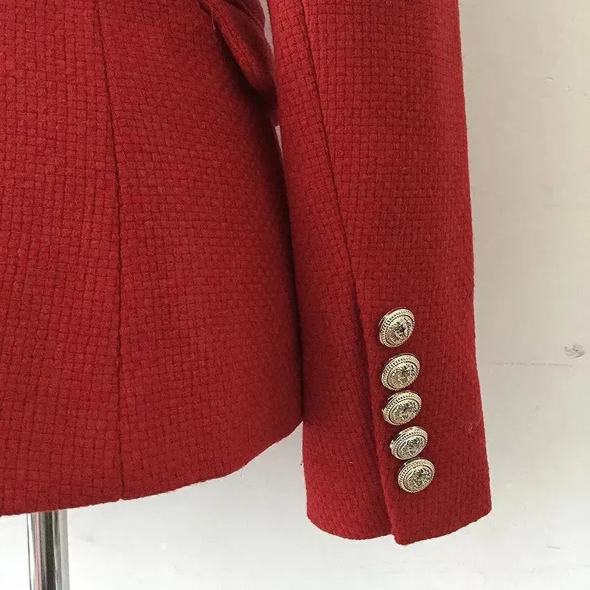 Mune | The Pragmatic Red Tweed Blazer for Women Casual Solid Color
