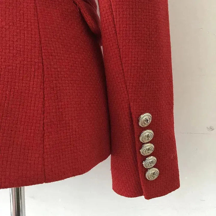 Mune | The Pragmatic Red Tweed Blazer for Women Casual Solid Color