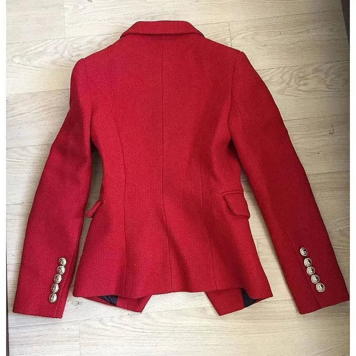 Mune | The Pragmatic Red Tweed Blazer for Women Casual Solid Color