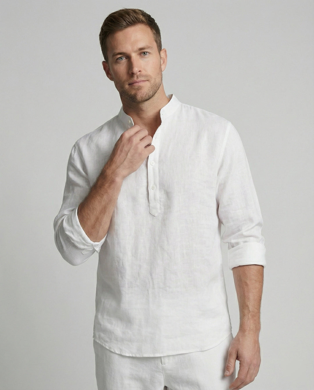 Elegant Linen Shirt With Collar