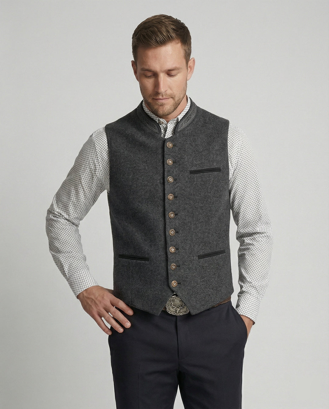 Mune Fashion - Elegant Men's Traditional Waistcoat Gray
