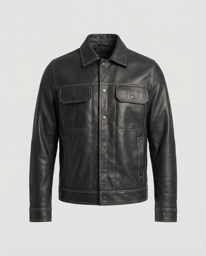 Men's Overshirt Jacket Leather Look