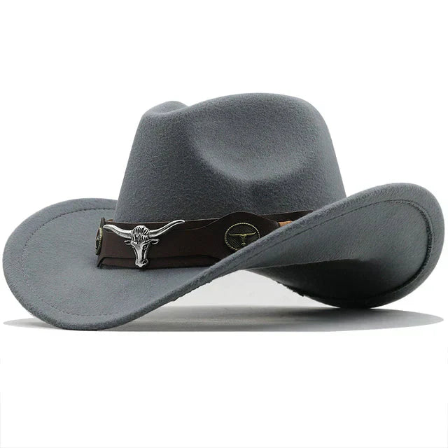 Mune Fashion - Western-style felt hat with bull buckle band