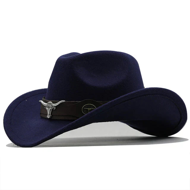 Mune Fashion - Western-style felt hat with bull buckle band