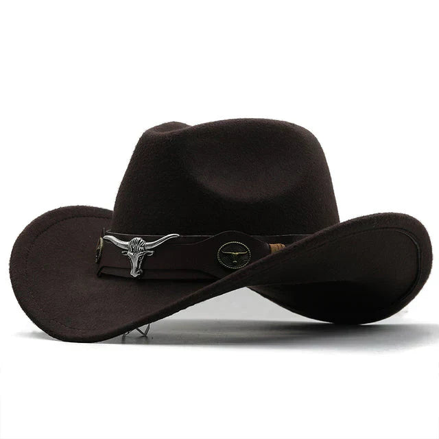 Mune Fashion - Western-style felt hat with bull buckle band