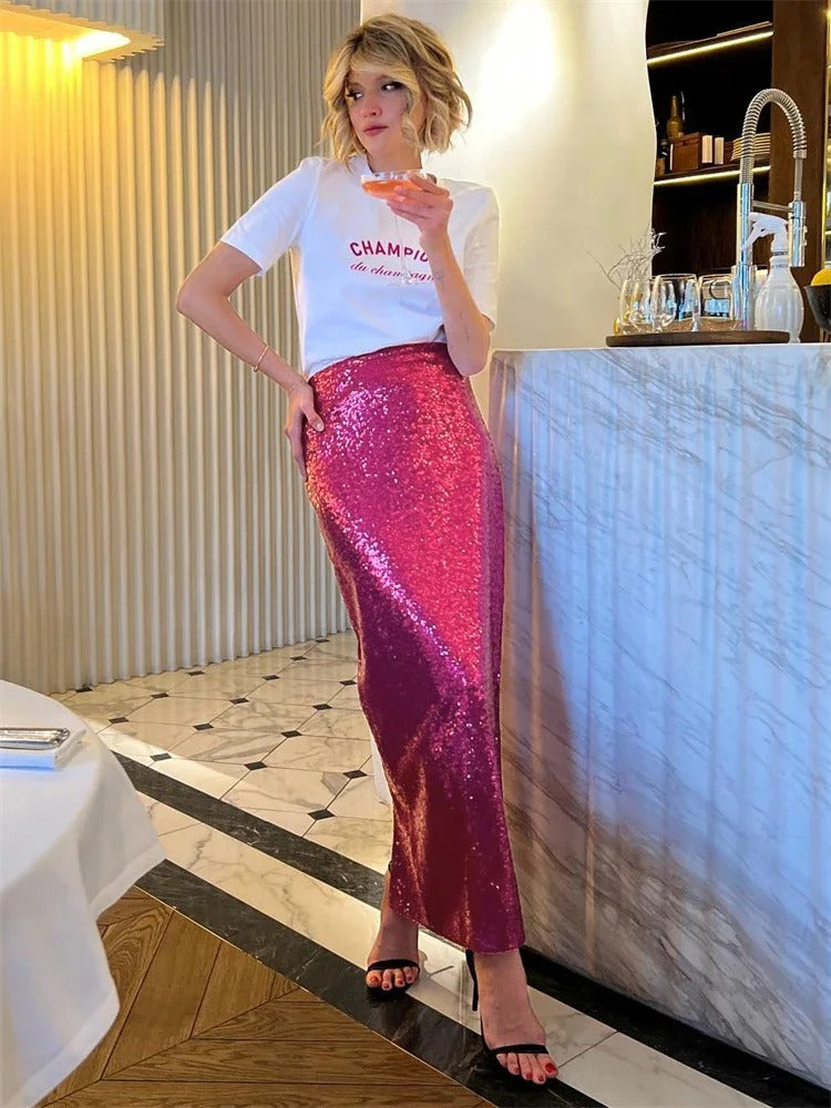 Mune | Skirt Long High Waist Skirt With Glitter And Sequins For Women
