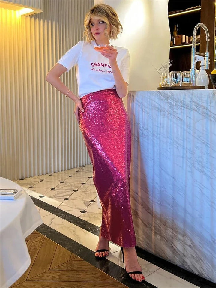 Mune | Skirt Long High Waist Skirt With Glitter And Sequins For Women