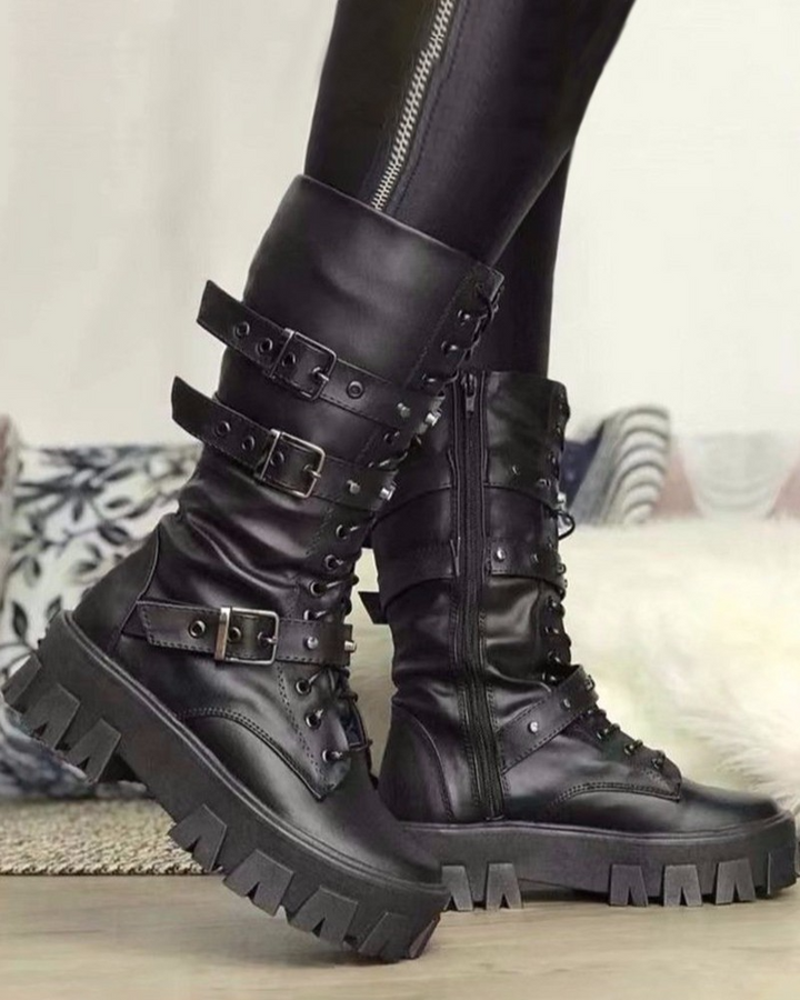 Mune | Boots with Zipper and Buckles