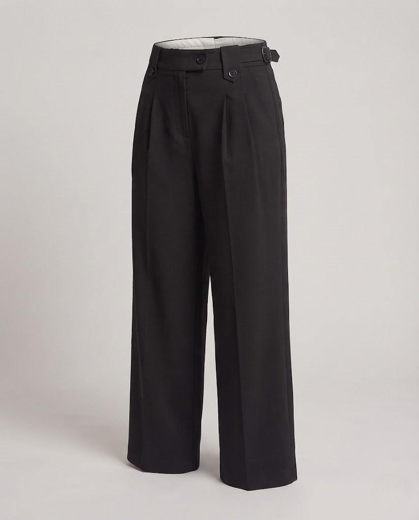 Women's high-waisted wide pleated trousers with cropped length Mune Fashion