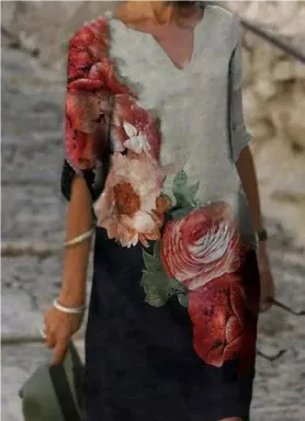 Women’s Floral V-Neck Midi Dress