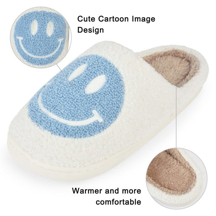 Mune | Large Smiley Pattern Fur Slippers