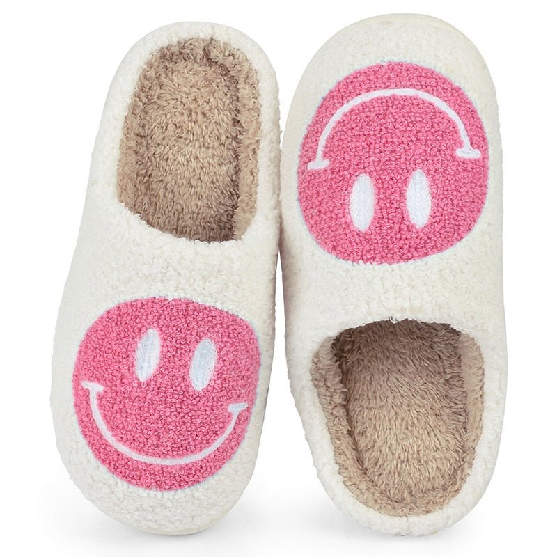 Mune | Large Smiley Pattern Fur Slippers