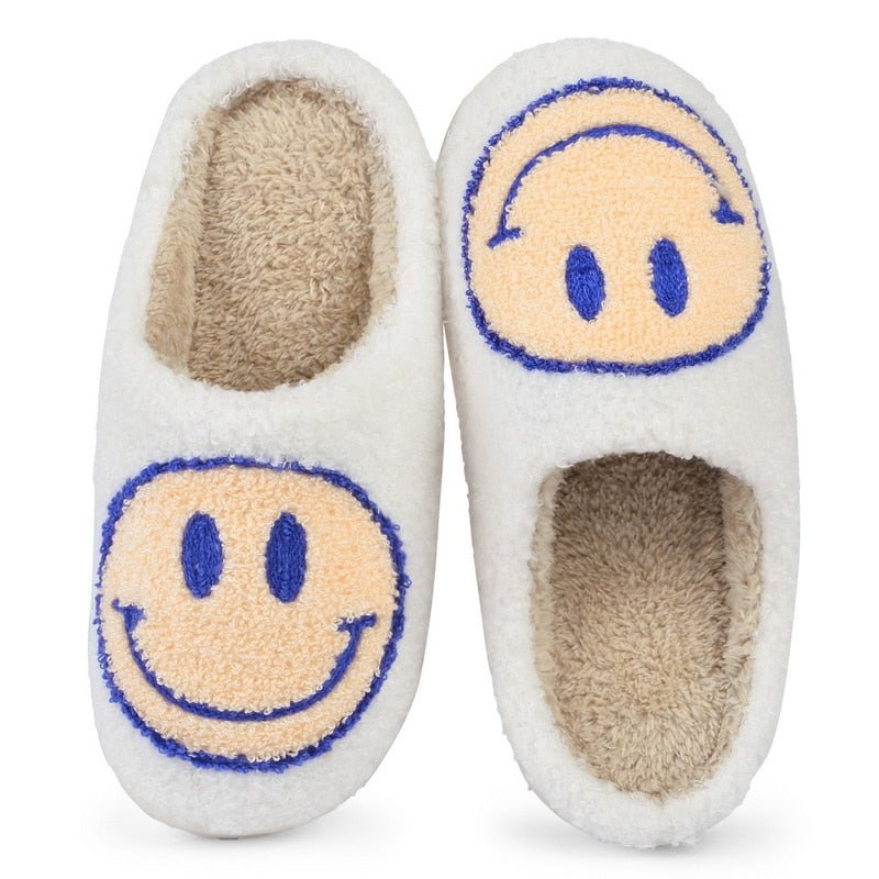 Mune | Large Smiley Pattern Fur Slippers